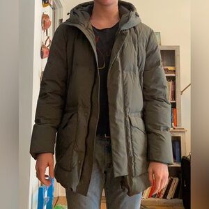 DUNO Olive Hooded Puffer Jacket